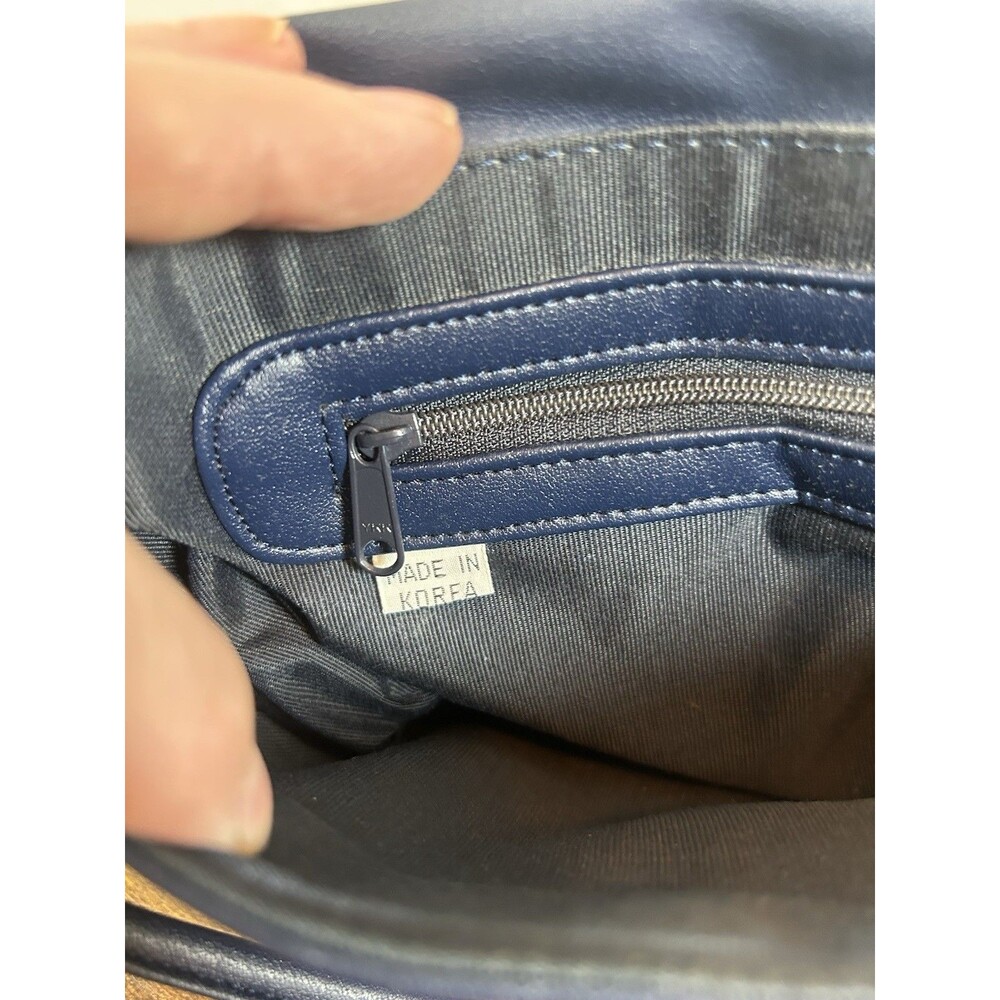 Vintage Navy Blue Shoulder Bag Clutch Purse Korea Snap Closure Retro Handbag Mod - Picture 4 of 14